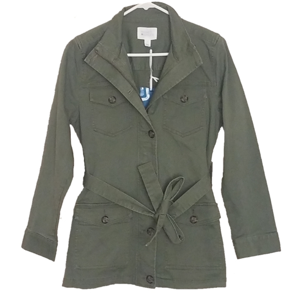 Market & Spruce Trench Cargo Zip Button Jacket